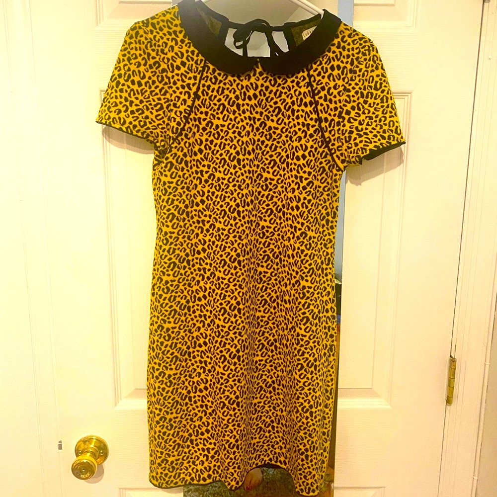 Women’s Cheetah Print Yellow Dress - Worn once  - Medium